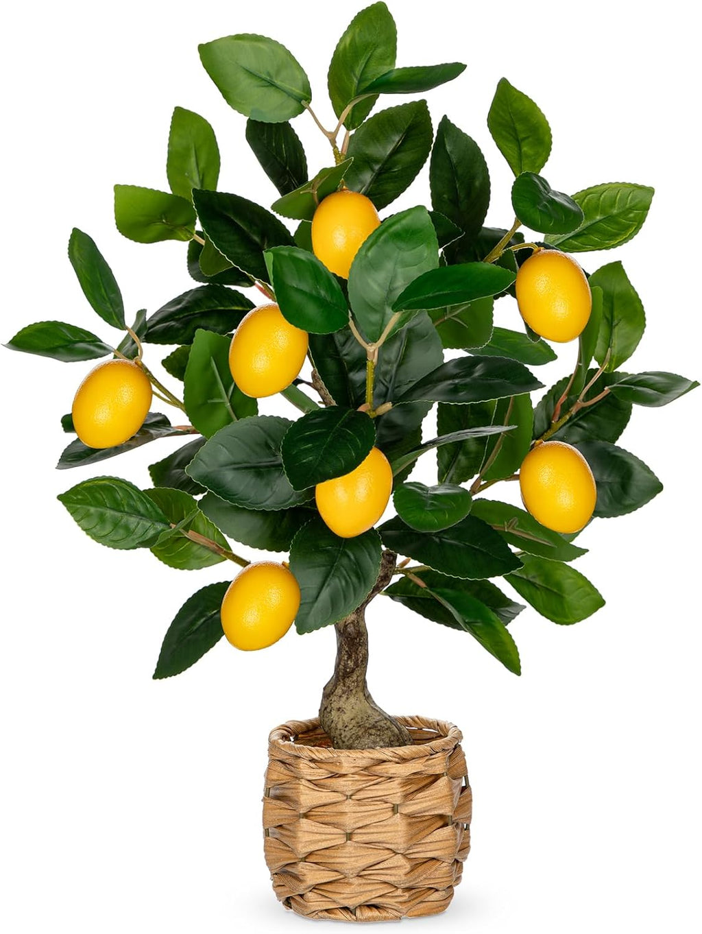 Skiennix Artificial Potted Lemon Tree - 17.3-Inch Faux Citrus Plant with Woven Pot | Perfect for Home & Office Decor