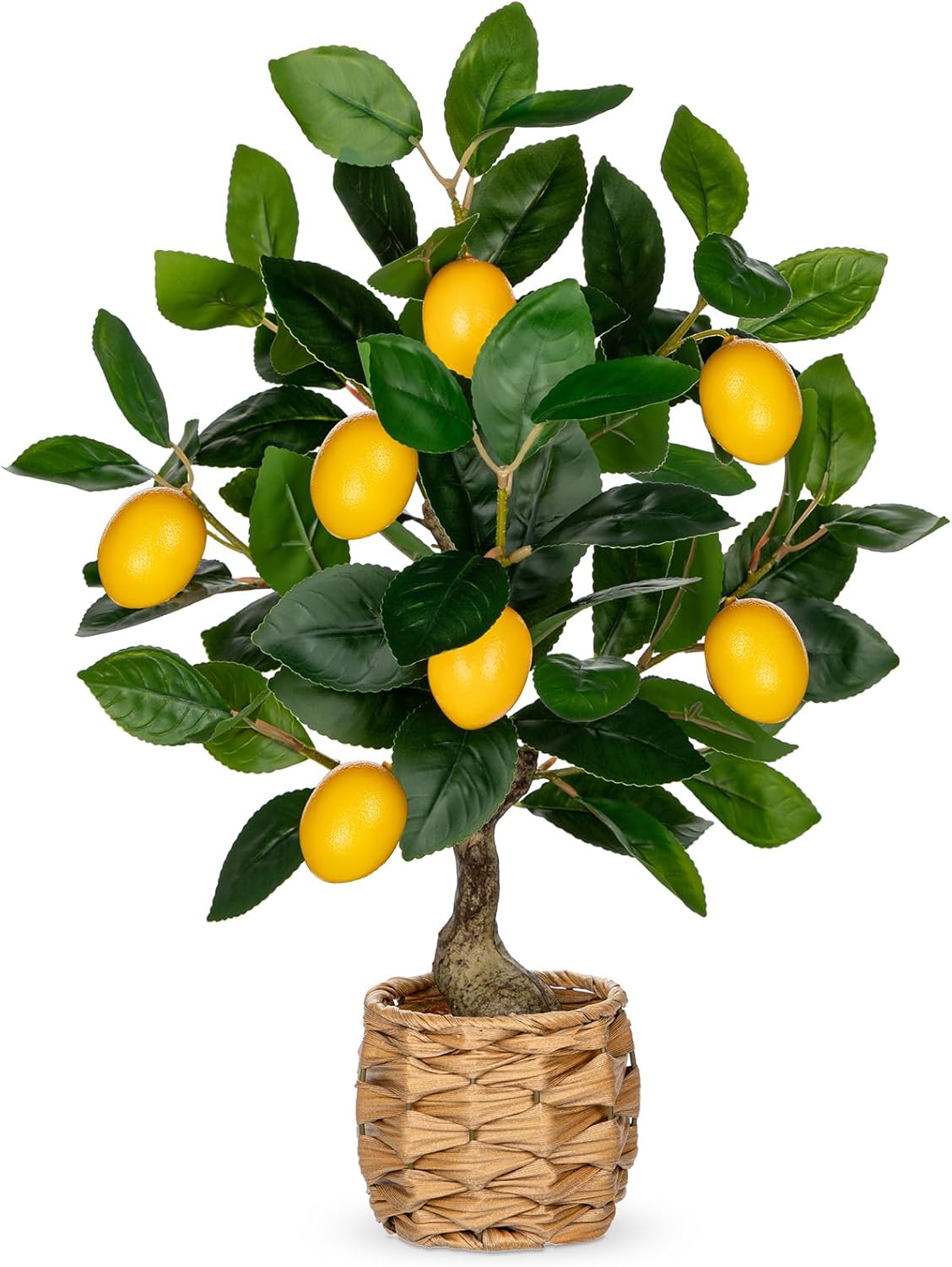 Skiennix Artificial Potted Lemon Tree - 17.3-Inch Faux Citrus Plant with Woven Pot | Perfect for Home & Office Decor