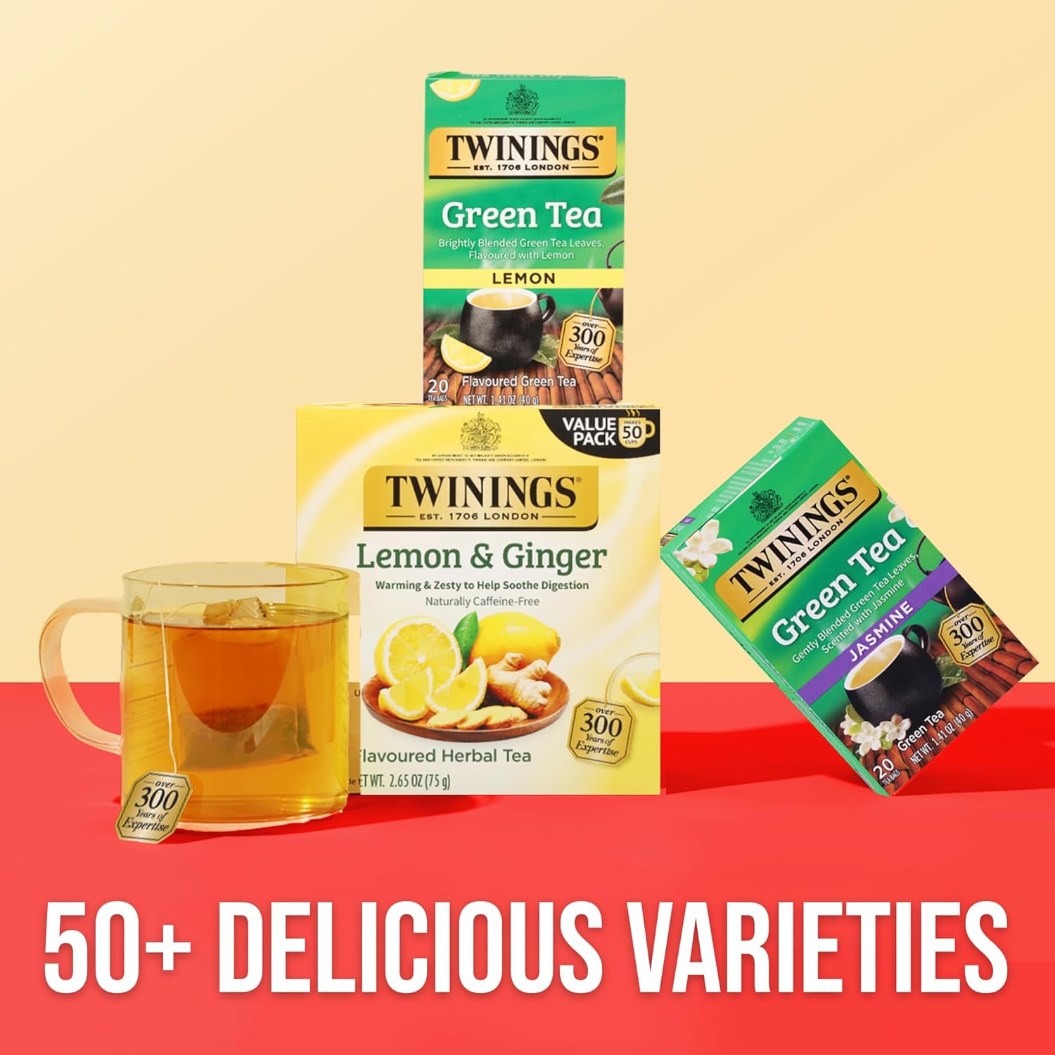 Twinings Green Tea - Zesty Lemon Flavor, Individually Wrapped Bags, 20 Count (Pack of 6)