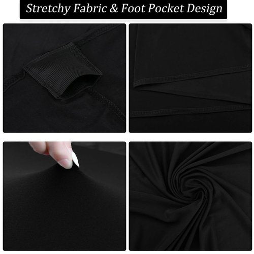 Fivenl 4 Pack 5FT Round Spandex Tablecloth, 60 Inch Black, Stretchable Table Cover, Washable and Wrinkle Resistant, Fitted Round Table for Wedding, Banquet, Birthday, Party, Restaurant