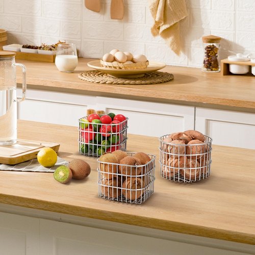 KPGRN 304 Stainless Steel Wire Mesh Fruit Basket Colander, 1.4L Countertop Storage Organizer for Fruits, Vegetables, Snacks.d 5.2x 3.94 in (Ø13cm,Circle)