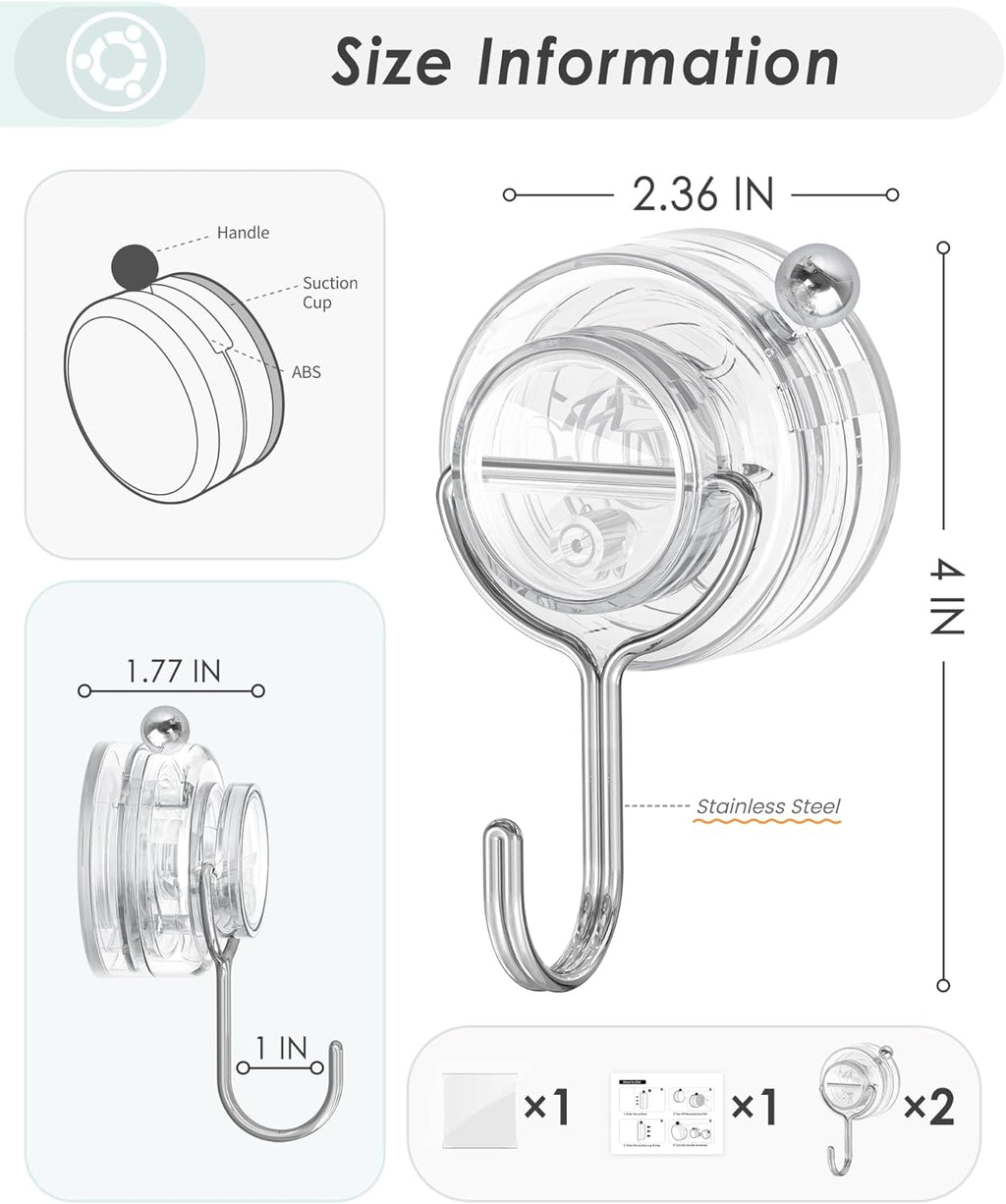 Upgrade Suction Cup Hooks by [Brand Name] - Heavy Duty Clear Towel Hooks for Bathroom | 4 Pack