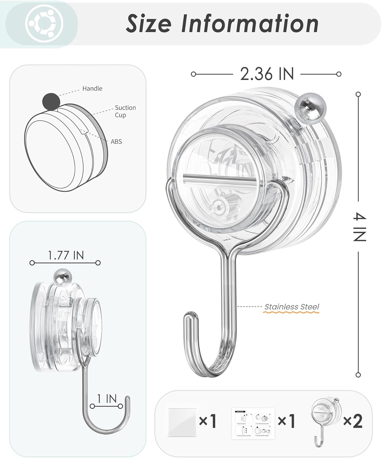 Upgrade Suction Cup Hooks by [Brand Name] - Heavy Duty Clear Towel Hooks for Bathroom | 4 Pack