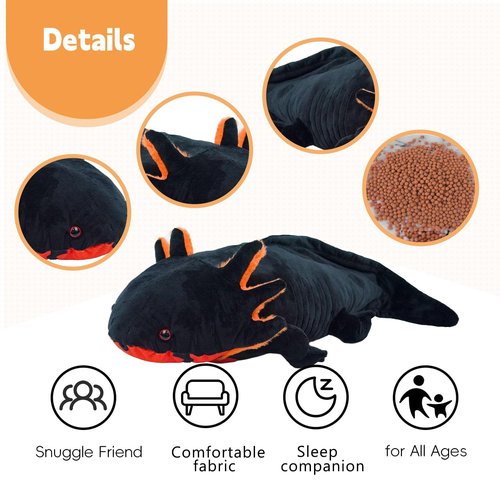 capybaraflying Microwavable Axolotl Weighted Stuffed Animal, 30'' Axolotl Plush Toys, Heatable and Coolable Pad, Microwaveable Plush Pillow Gift for All Ages Stuffed Animals, Black…