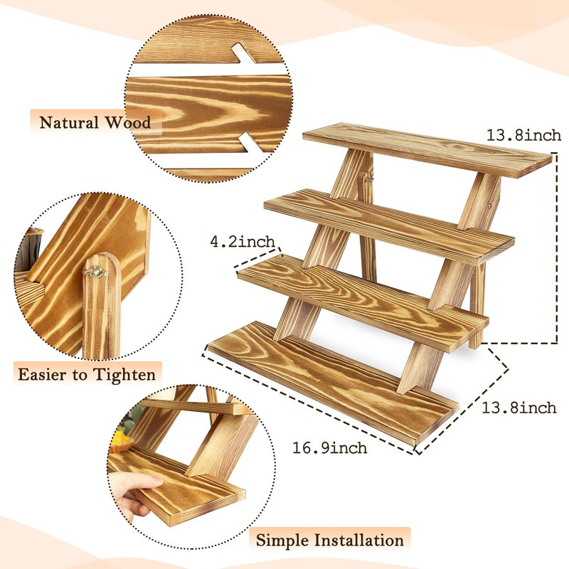 Umgozrz Wooden Cupcake Stand 4 Tier Cupcake Stand Rustic Wood Cake Stand for 24 Cupcakes Wedding Cupcake Display