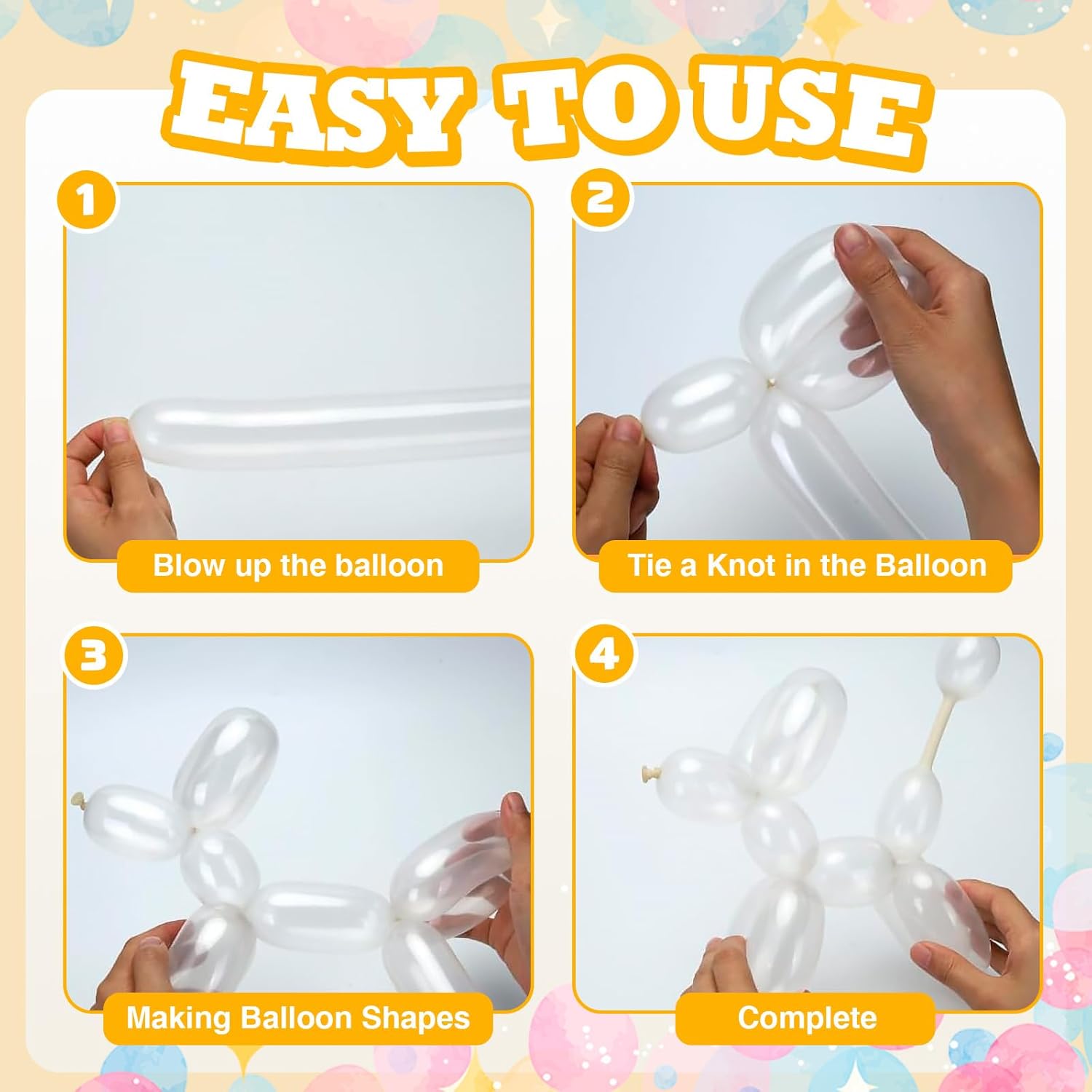 Skiennix 100 Pcs Clear 260 Balloons - Perfect for Long Balloon Garlands & Party Decorations
