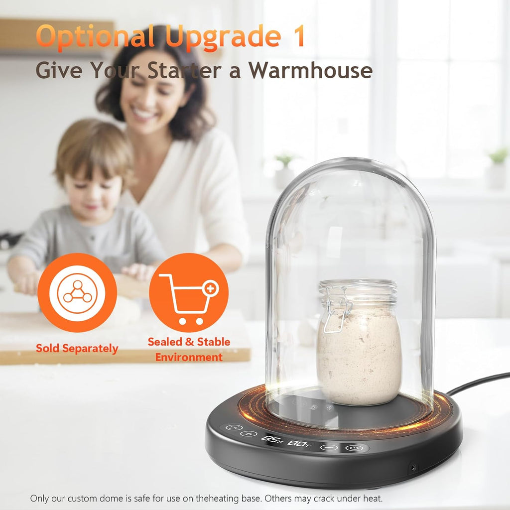 SourKeeper 2-in-1 Sourdough Starter Warmer Pro - 2026 Upgrade with Temp Probe & 24H Timer, Black