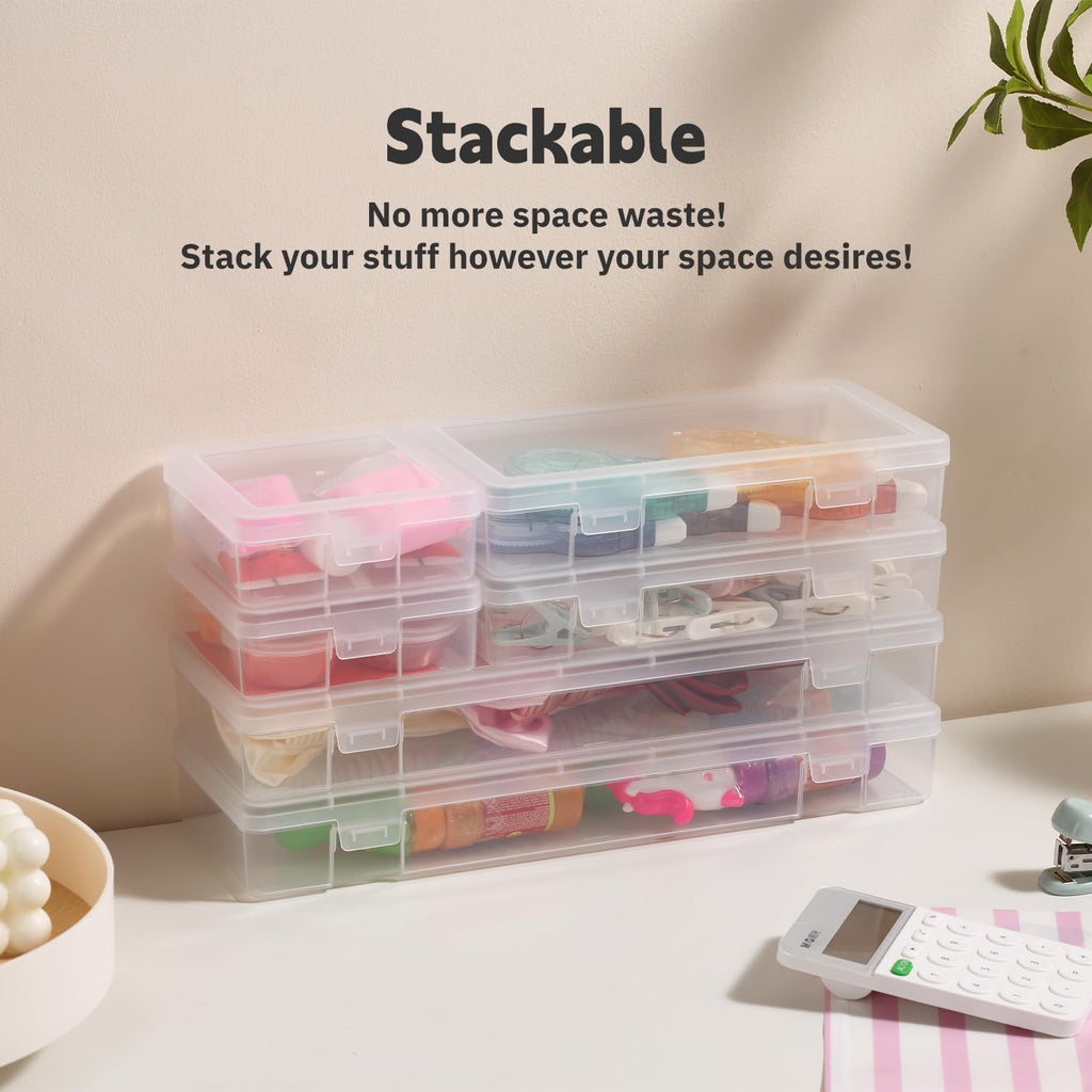 Novelinks Clear Plastic Storage Containers - Stackable Organizers with Lids for Crafts & Games | 18 Pack Small