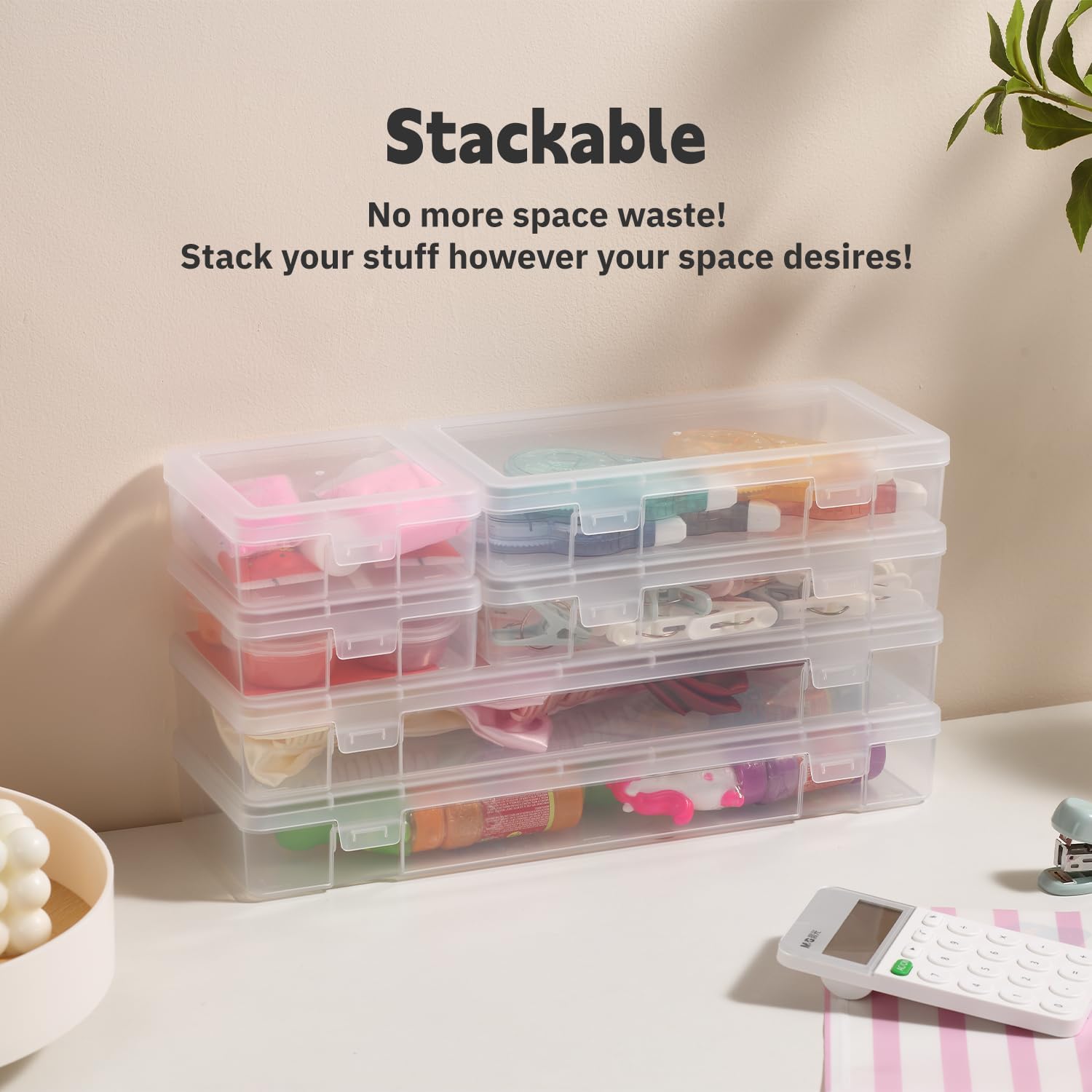 Novelinks Clear Plastic Storage Containers - Stackable Organizers with Lids for Crafts & Games | 18 Pack Small