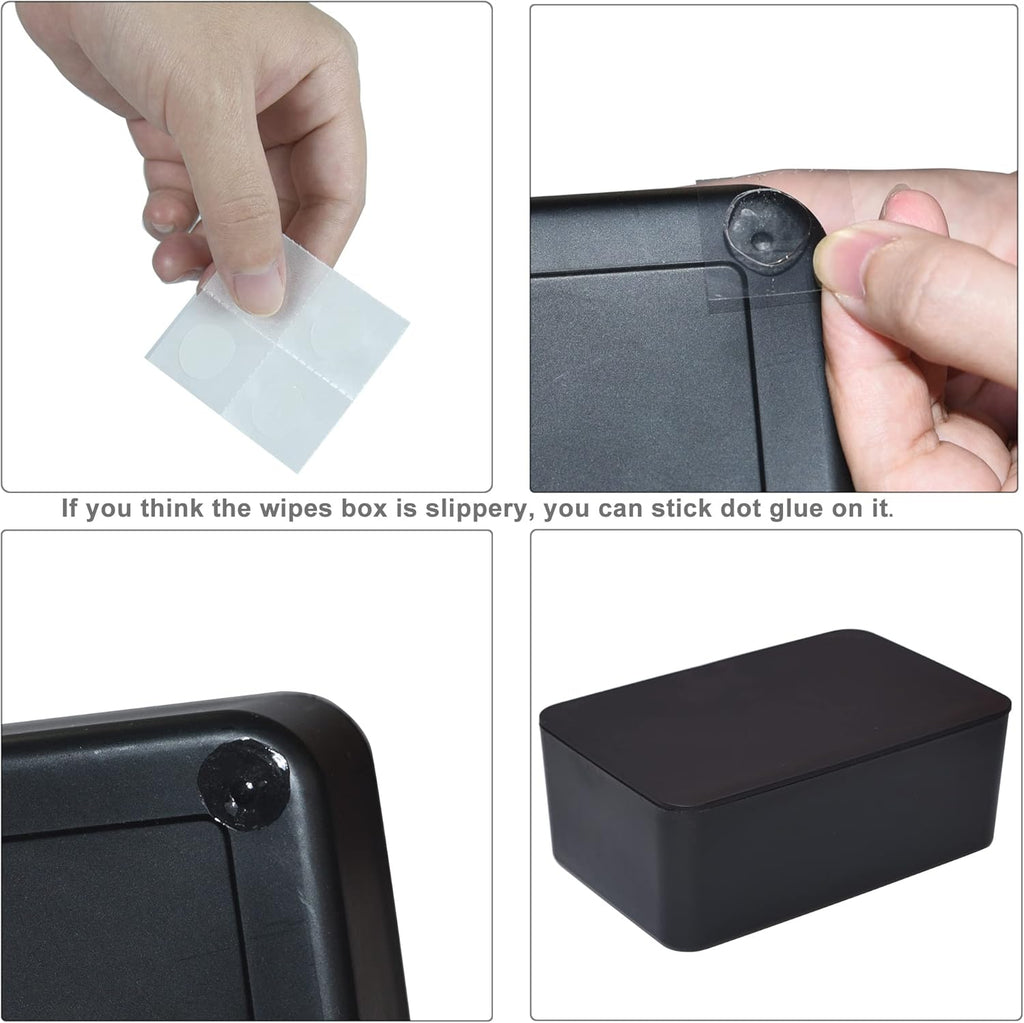 Skiennix Diaper Wipes Dispenser - Stylish Tissue Storage Box with Lid for Home & Car (Black)