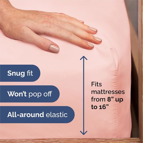 King Size 4 Piece Sheet Set - Ultra-Soft Cooling Bed Sheets for Luxurious Comfort - Oeko-Tex Certified - Baby Pink