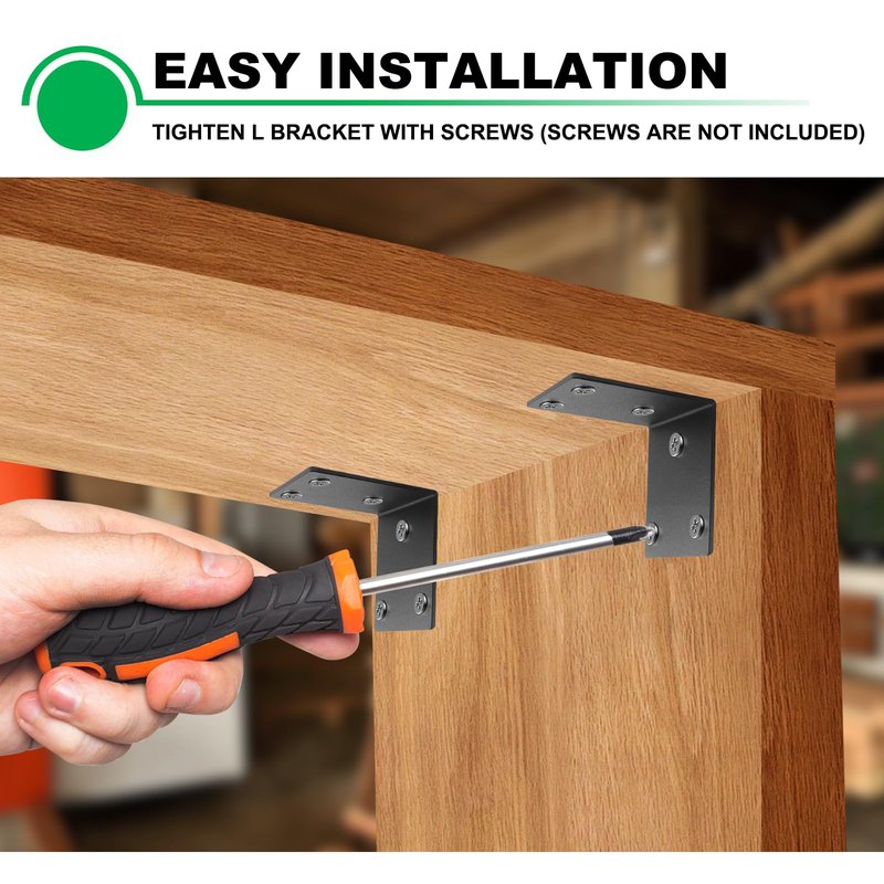 Andorm 4 Pack Heavy Duty Corner Angle Brackets for Outdoor Framing 6" x 5" 90 Degree Thickness 5mm(1/5"), L Bracket for Wood 6X6