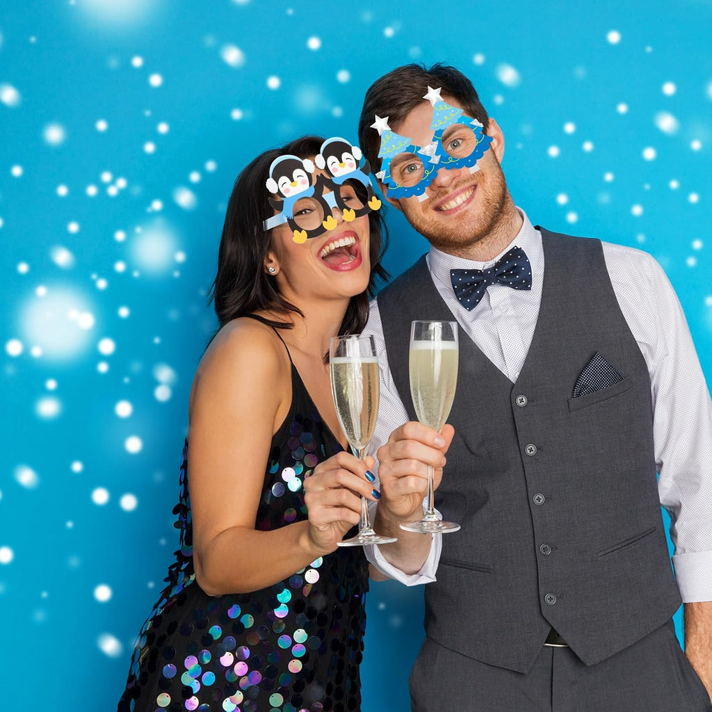 Skiennix Winter Party Favors - 36 Pcs Snowflake Paper Eyeglasses for Holiday Celebrations
