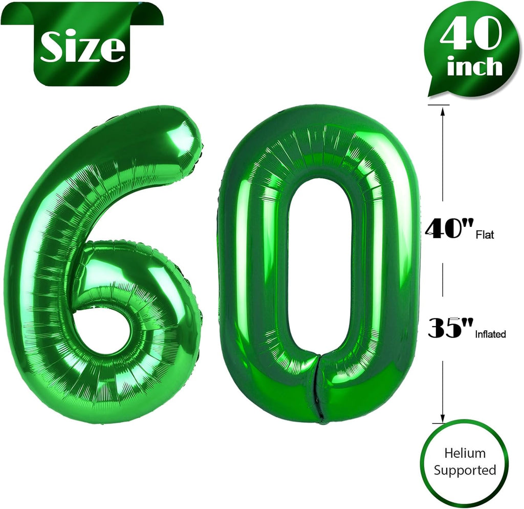 Regine Switzerland Giant 40-Inch Dark Green Number 60 Balloon - Perfect 60th Birthday Party Decoration