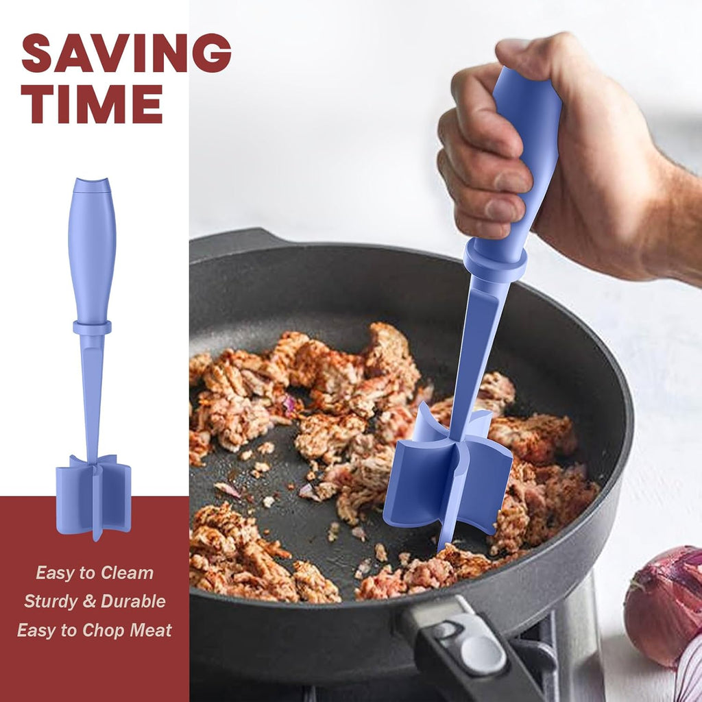 Skiennix Meat Chopper Set - Premium Heat Resistant Hamburger Grinder | 2 Pcs Purple Smasher Tool