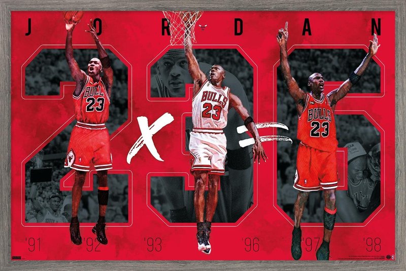 Trends International Michael Jordan - Six Wall Poster, 22.375" x 34", Barnwood Framed Version