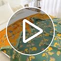 100% Cotton Jacquard Quilt - Floral Ginkgo Leaves Print, Reversible Bedspread for Full/Queen Beds (78"x94")
