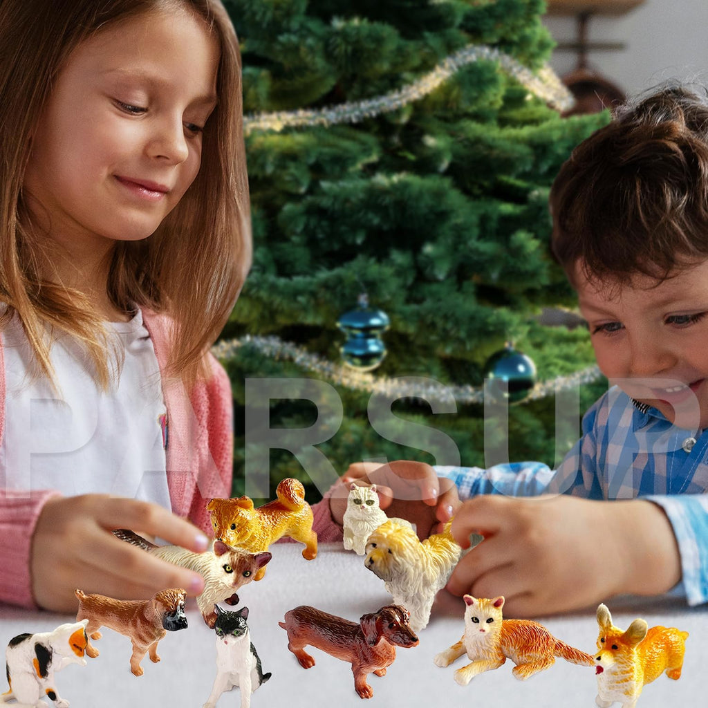 Regine Switzerland Christmas Advent Calendar - 24 Box Countdown with Cat & Dog Figurines for Holiday Decor