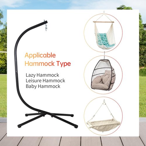 FDW Hammock Chair Stand - Heavy Duty Steel Construction for Hanging Hammocks | 400 LBS Capacity, 360° Rotation