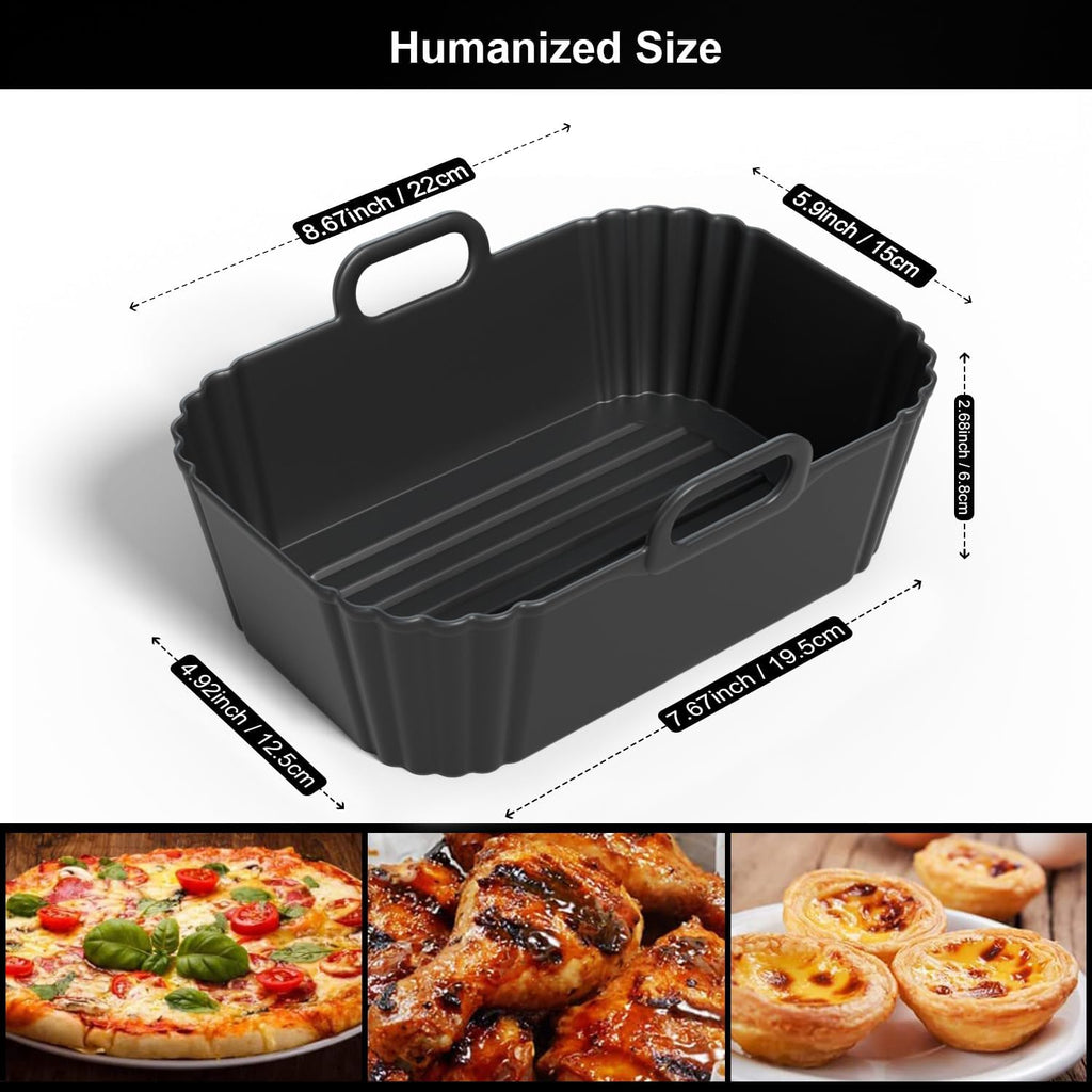 Silicone Air Fryer Liners - Reusable 2-Pack for Ninja Foodi, COSORI & Instant Air Fryers | Fits 8-10QT Baskets