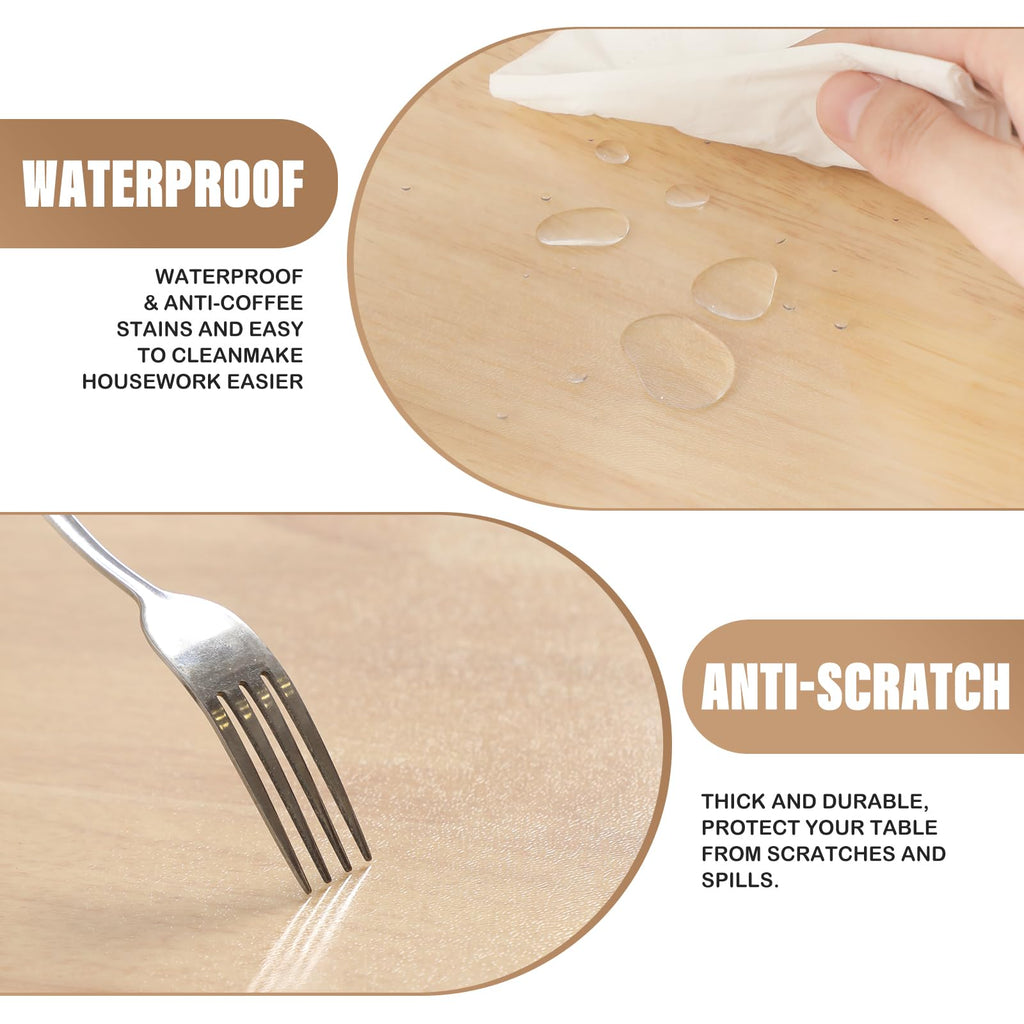 MOCAL Clear Plastic Kitchen Countertop Cover Mat Table Protector Cover Wooden Furniture Tablecloth Wipeable Vinyl PVC Coffee End Table Chair Floors Pad Scratch Proof