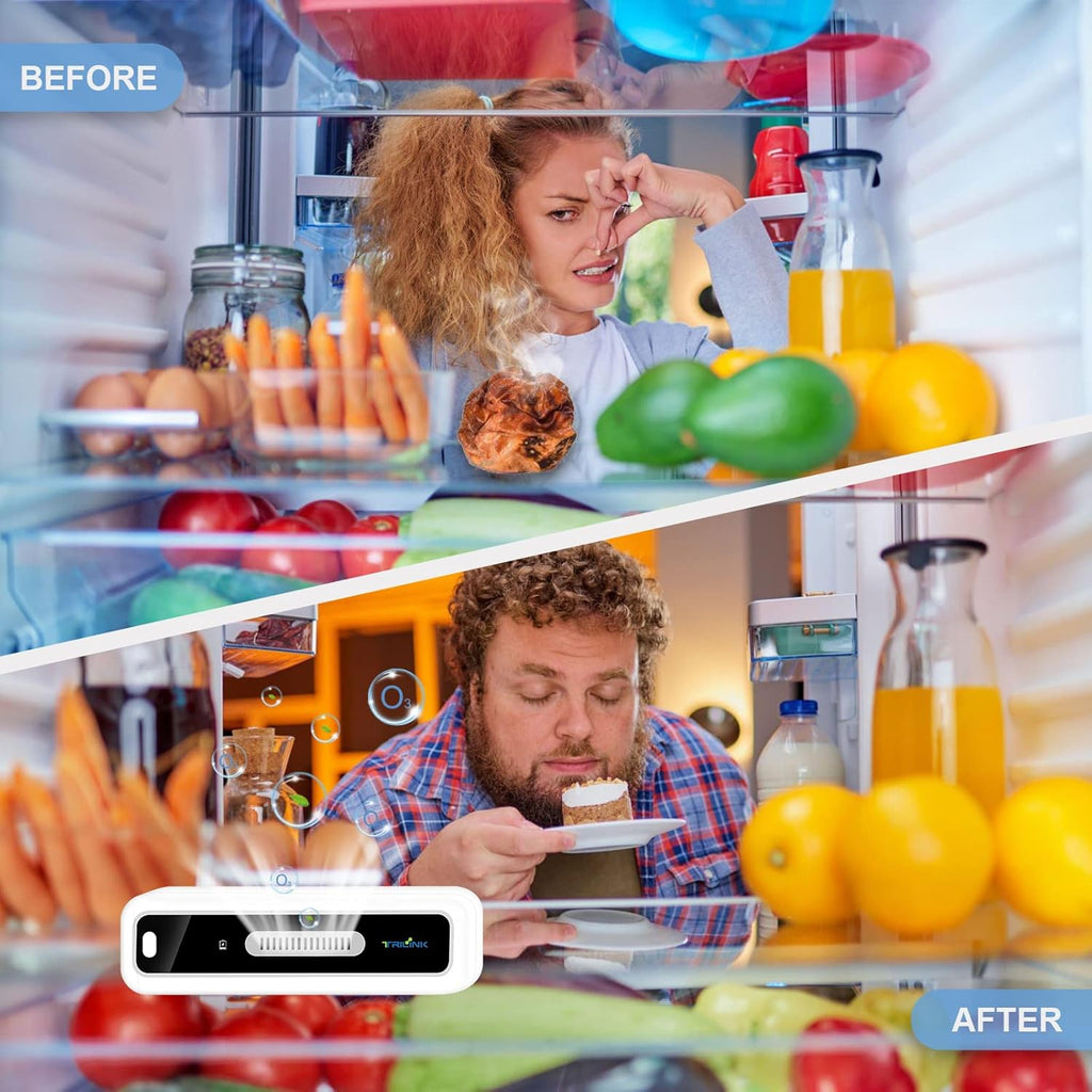 Skiennix Mini USB Fridge Deodorizer - Rechargeable Odor Eliminator with LED Display | Versatile for Fridge, Car, Closet