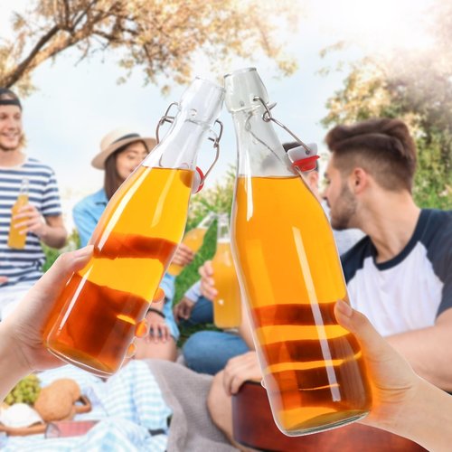 EkkoVla 8 Pack 16 oz Swing Top Glass Bottles, Flip Top Brewing Bottles with Airtight Rubber Seal Flip Caps for Kombucha, Beverages, Oil, Beer, Kefir, Vinegar, Wine