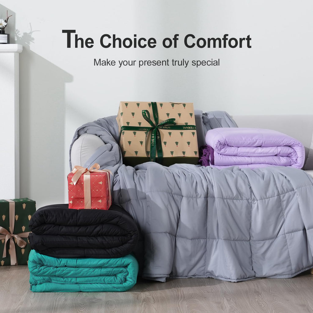 Lofus Weighted Blanket for Adults 15 lbs 48"x 72" Twin Size, Breathable All-Season Weighted Heavy Blankets, Soft Microfiber with Premium Glass Beads for Sleeping, Grey
