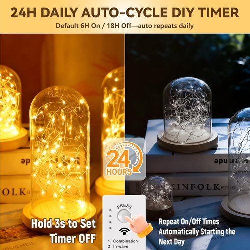 HXWEIYE 300L Curtain Lights - 16FT 50LED Rechargeable Fairy Lights with DIY Timer & 8 Modes