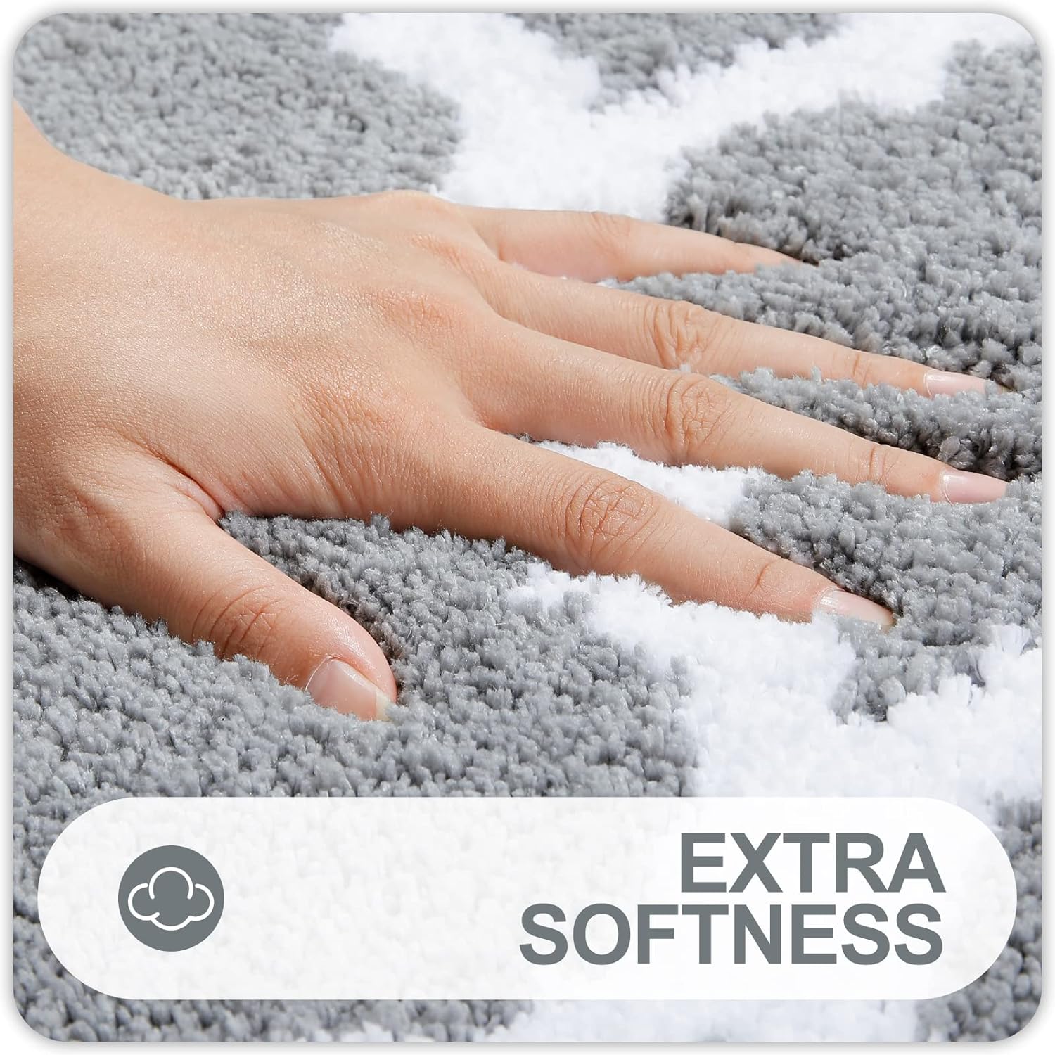 OLANLY Bathroom Rugs Set - 2-Piece Microfiber Non-Slip Bath Mat & U-Shaped Toilet Rug | Grey, Machine Washable (30"x20" + 24"x20")
