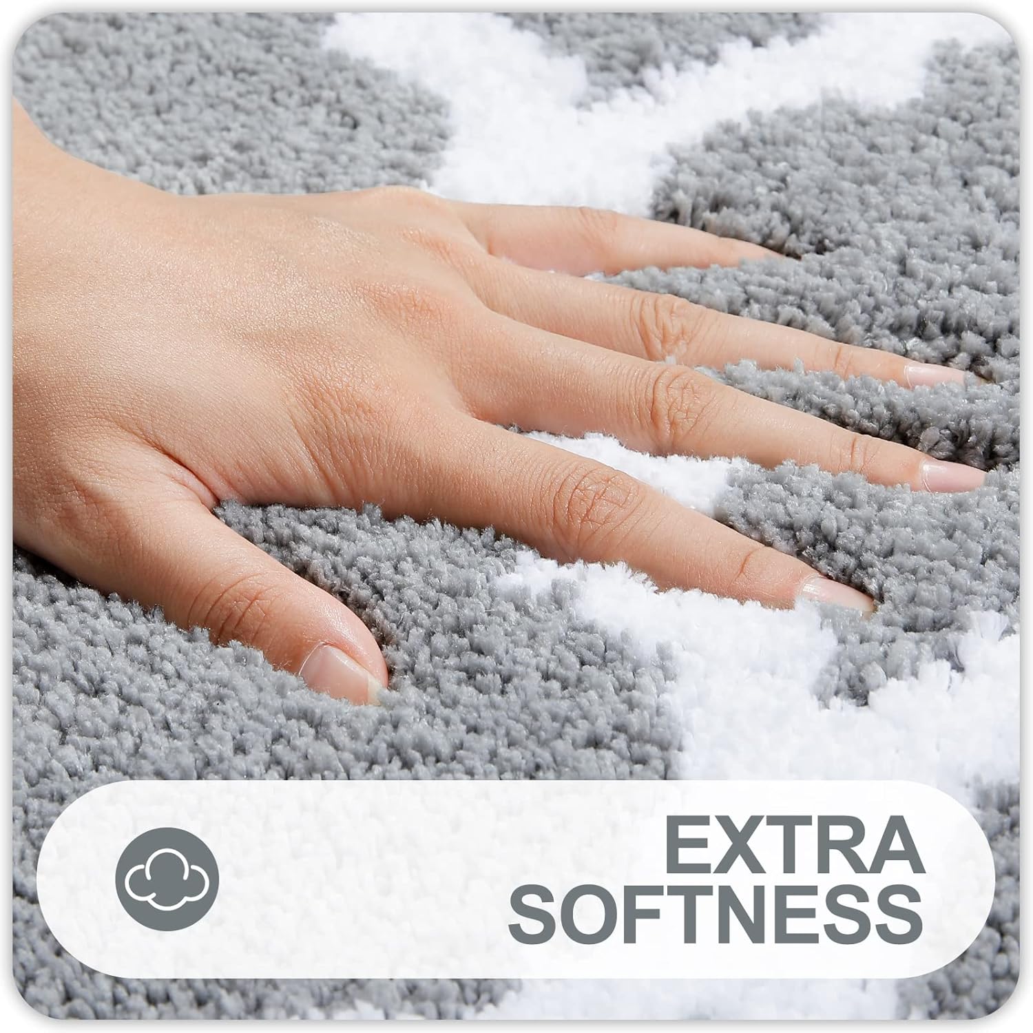 OLANLY Bathroom Rugs Set - 2-Piece Microfiber Bath Mat & U-Shaped Toilet Rug | Non-Slip, Absorbent, Grey (24"x16" + 24"x20")