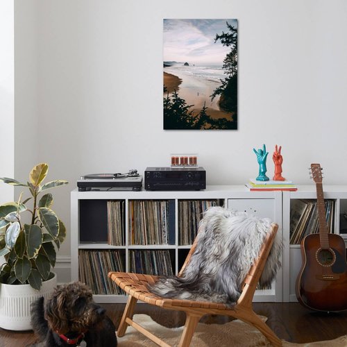 ART.COM Wall Photographic Print Morning Walk at Cannon Beach, Peaceful Oregon Coast by Vincent James, 24" x 36"
