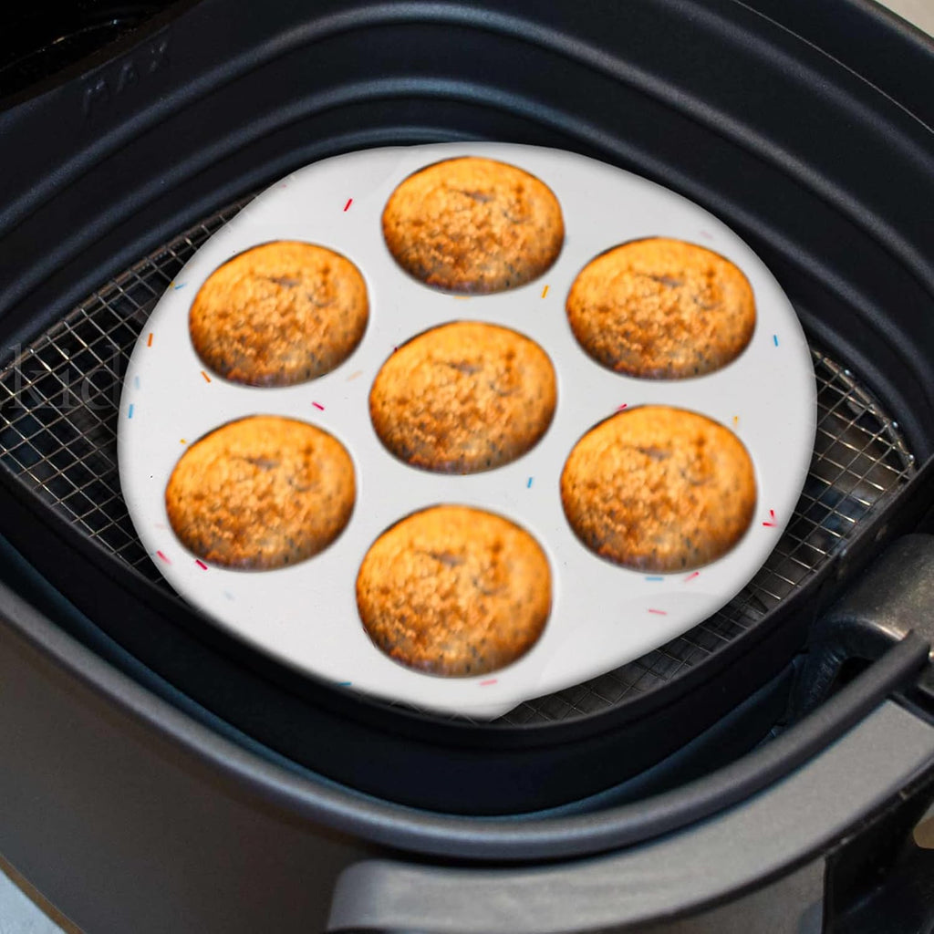 Silicone Egg Bite Molds by SHEbaking - Non-Stick Air Fryer Muffin Pan for Mini Muffins | 7 Cups, BPA Free