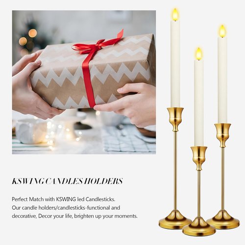 KSWING Gold Candlestick Holders - 6 PCS Metal Taper Candle Holders for Elegant Home Decor | Perfect for Weddings & Parties