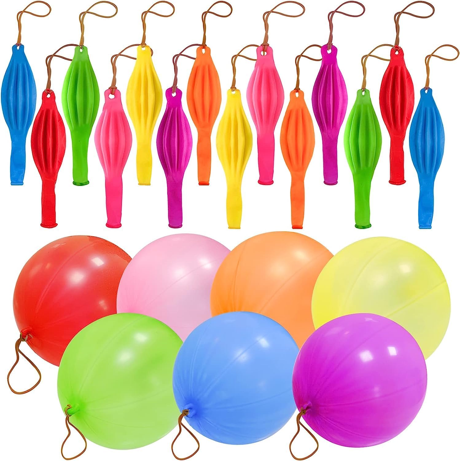 Punch Balloons - 48pcs Neon Bounce Balloons with Rubber Bands | Perfect Party Favors for Kids