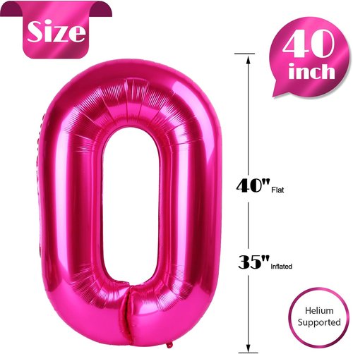 Hot Pink Number Balloon - 40 Inch 0 Balloon for Birthday Decorations | Perfect for Women’s Parties