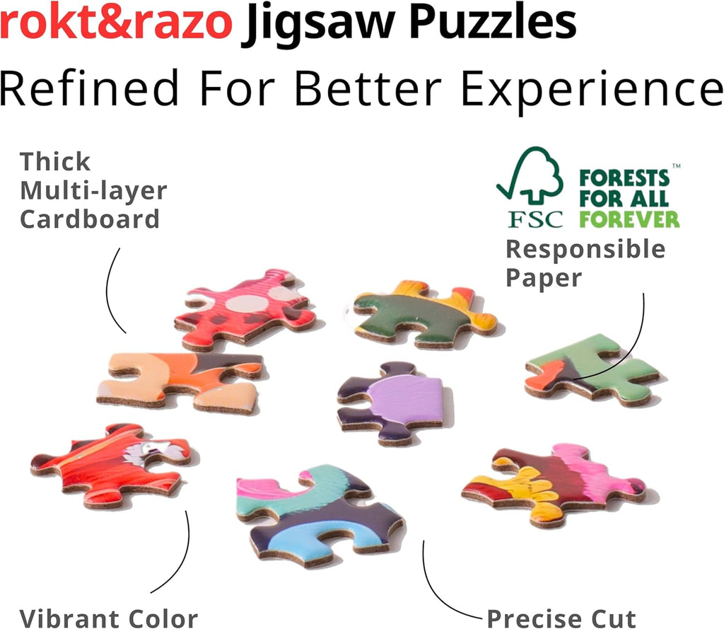 Rokt&Razo Mini Daily Puzzles - 24 Individual Bird Designs | 1000 Pieces Advent Calendar for All Ages - 27.5 x 19.7 in