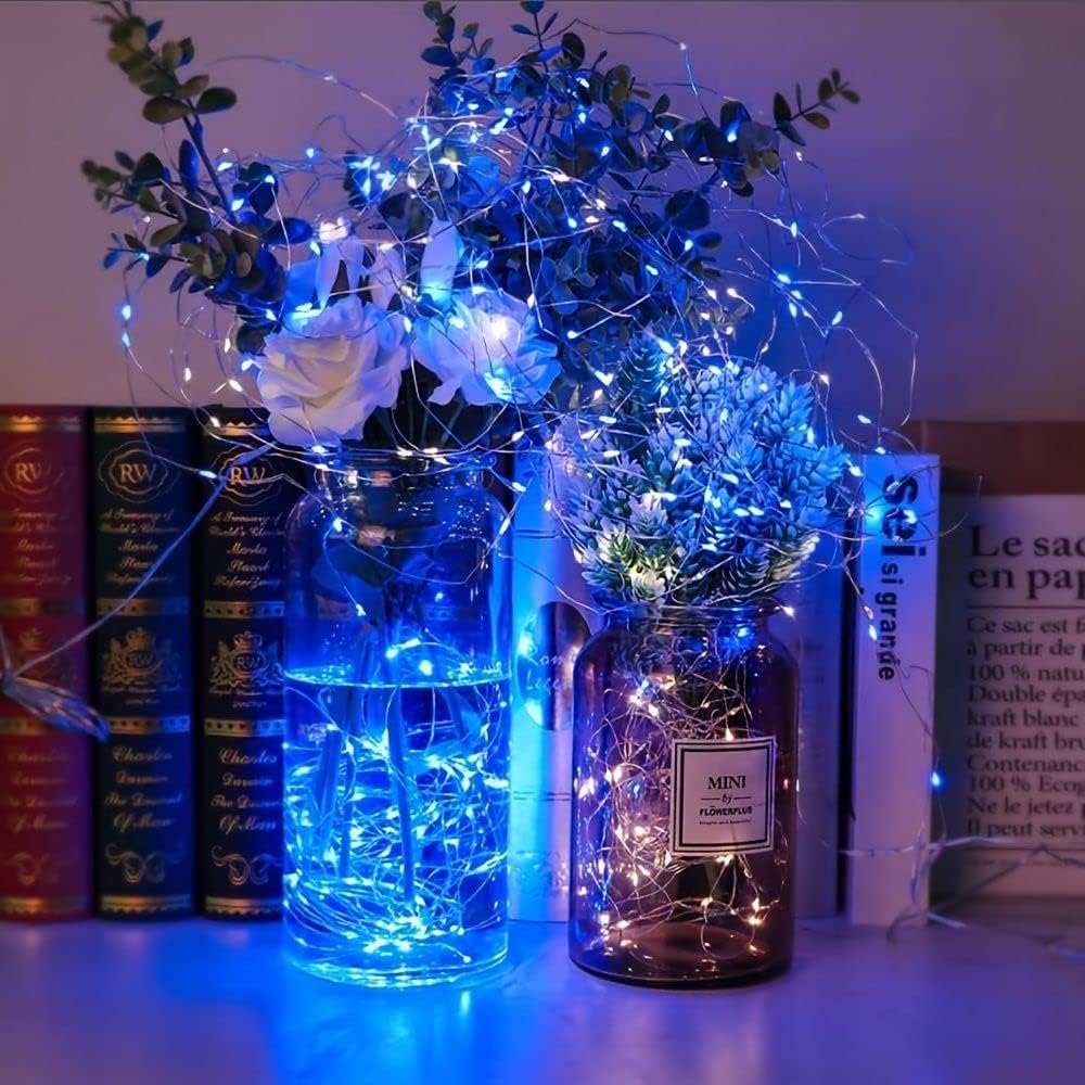 Skiennix 50 LED Christmas Fairy Lights - Waterproof 16FT Battery Operated String Lights | Blue for Indoor & Outdoor Decor