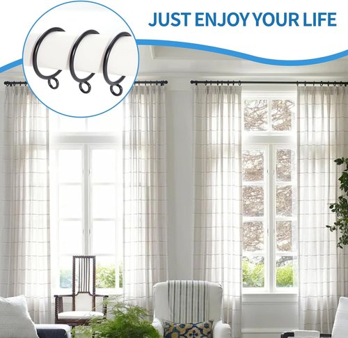 44 Pack Metal Curtain Rings by [Brand Name] - Durable Drapery Rings for Pinch Pleat Curtains | 1.5 Inch ID, Fits Up to 1.2 Inch Rod (Black)