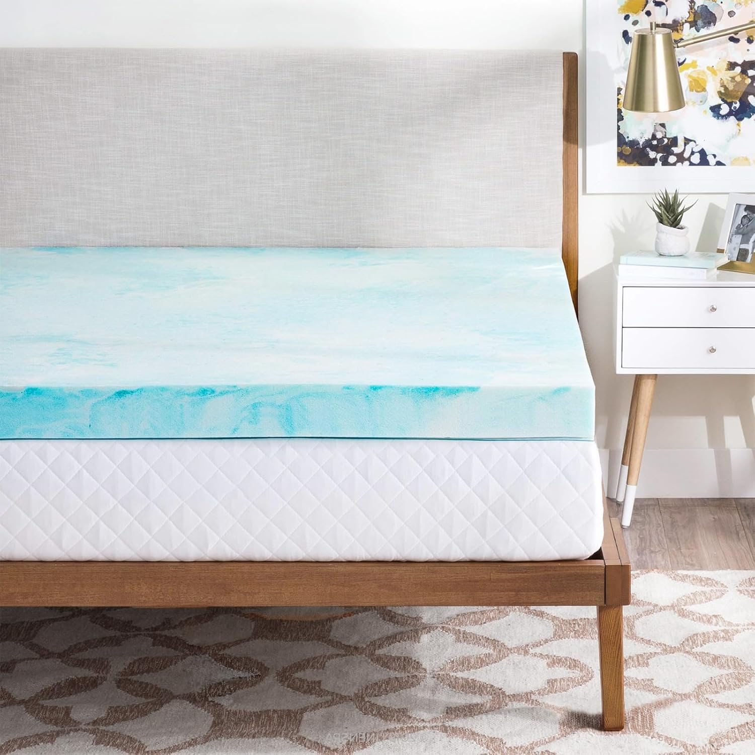 OLIXIS Gel Memory Foam Mattress Topper - 3 Inch Queen Size, Cooling & Pressure-Relieving, CertiPUR-US Certified