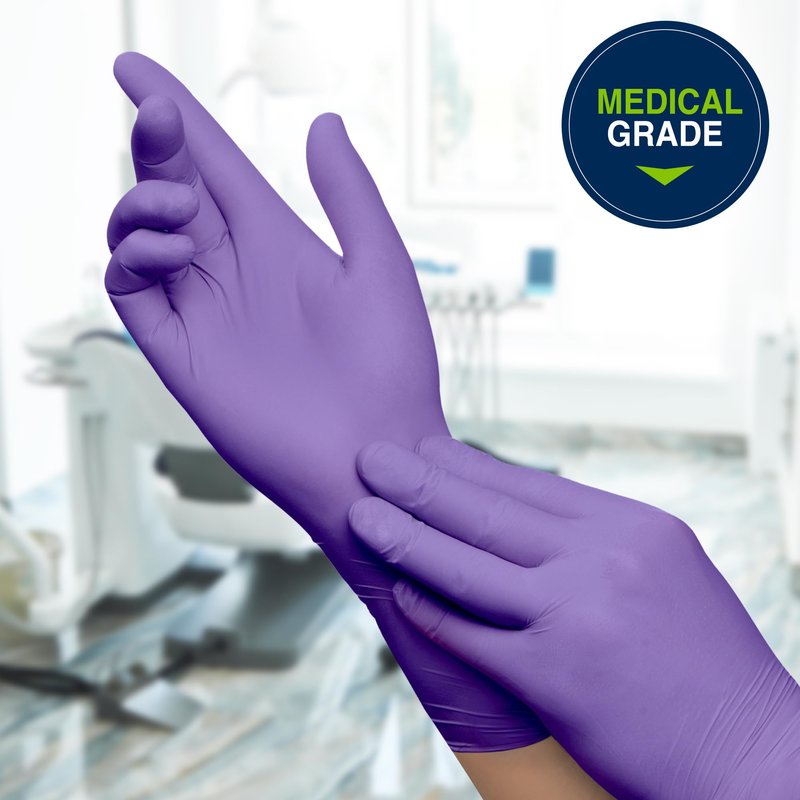 HALYARD Purple Nitrile-Xtra Exam Gloves, Sterile (Individually Wrapped), Powder-Free, 5.9 mil, 12 Inches, Purple, Small, 14260 (Box of 100/50 Pairs)
