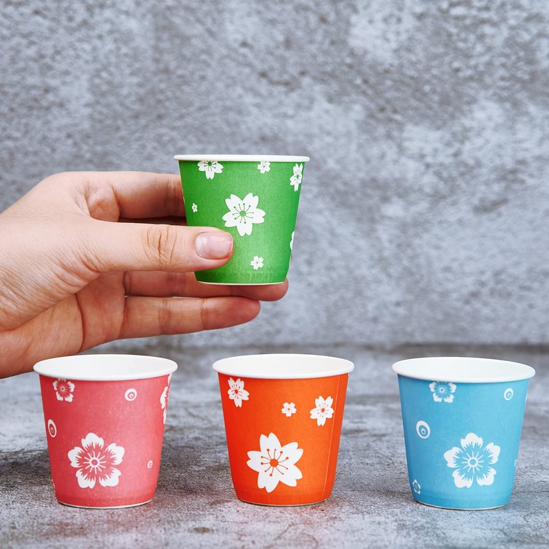 LITOPAK 400 Pack 3 oz Disposable Bathroom Cups, Colorful Small Disposable Paper Cups for Parties, Picnics, Barbecues, Travel and Events