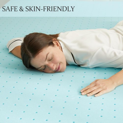 Eiayeebil Memory Foam Mattress Topper - Gel-Infused Ventilated Comfort | Full Size, Soft Blue