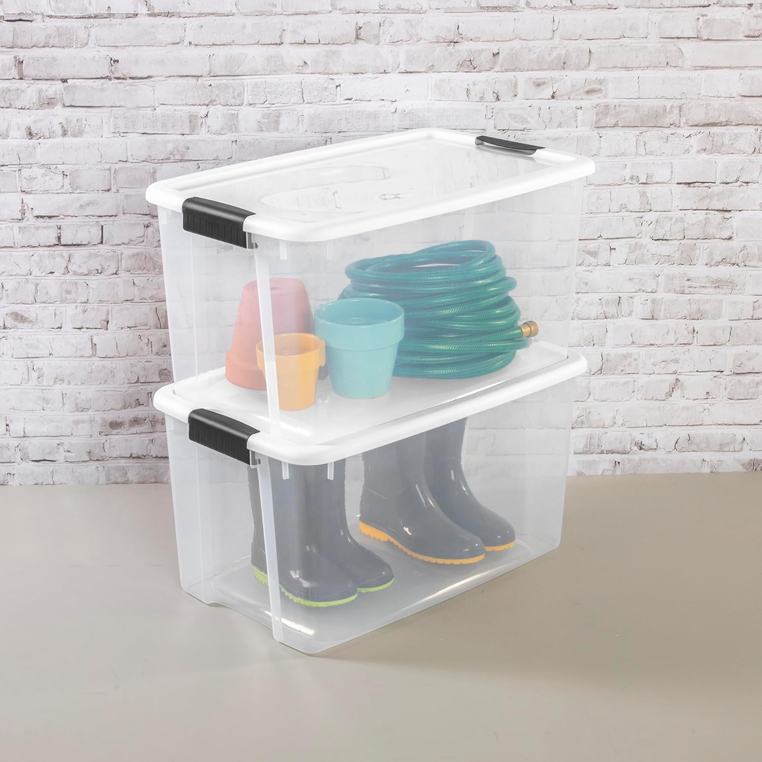 Sterilite 24-Pack Ultra Latching Storage Bins - Clear Plastic, 70 Quart Heavy-Duty Organizing Containers