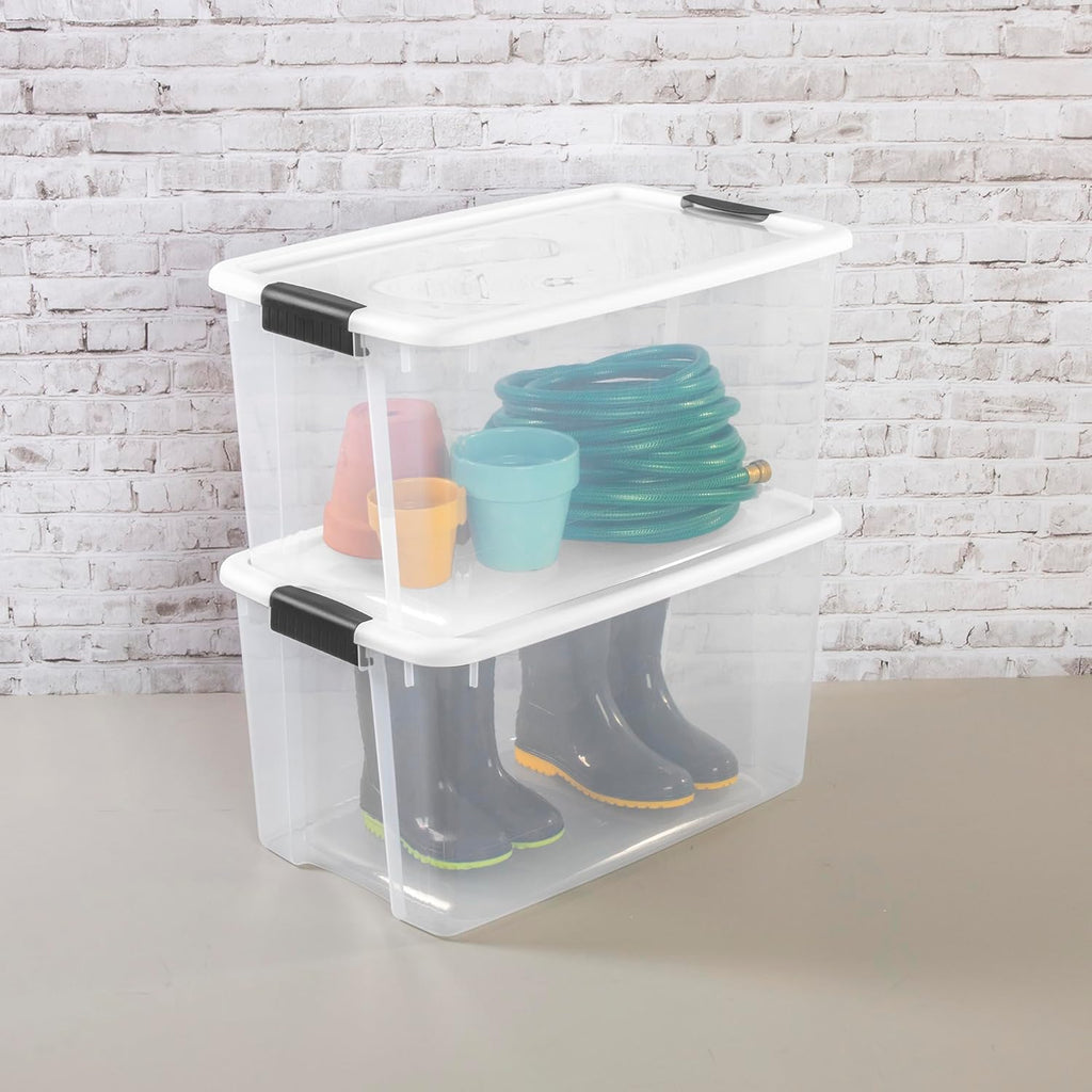 Sterilite 16-Pack Ultra Latching Storage Bins - Heavy-Duty 70 Quart Clear Plastic Organizers