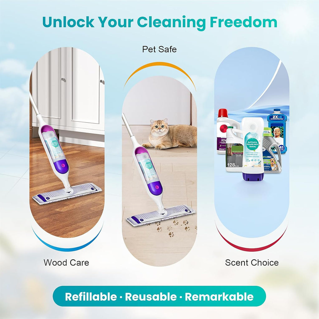 Skiennix Refillable Bottle for Swiffer® Power Mop™ - 720ML Leak-Resistant Solution Container