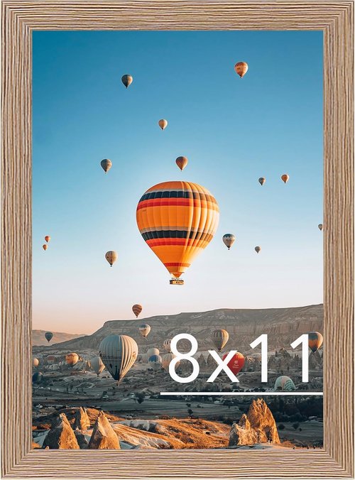 JCJMY 8x11 Picture Frame - Rustic Brown Wall Hanging & Tabletop Display | Versatile Horizontal/Vertical Mounting