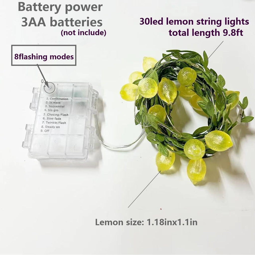 Skiennix Lemon String Lights - 10FT Battery Operated Fairy Lights with 30 LEDs | Waterproof Decor for Bedroom, Garden, Party, Wedding