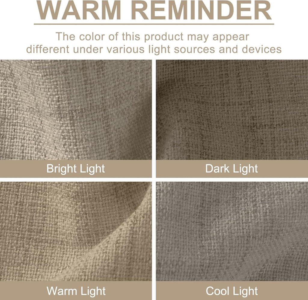 Skiennix 100% Blackout Linen Curtains - Thermal Insulated Drapes for Bedroom | 84" Long, 50" W, 2 Panels Set