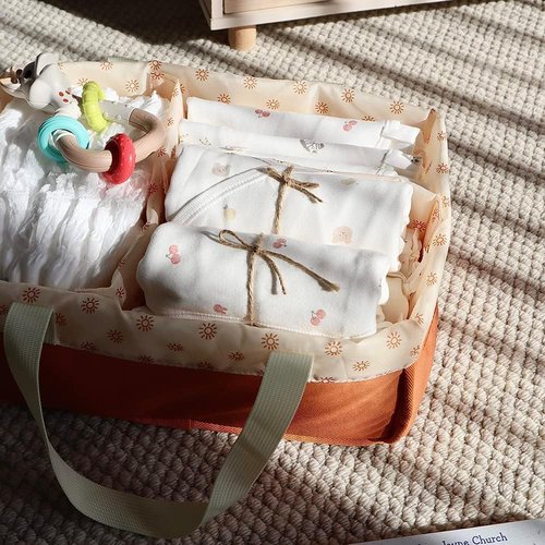 MOMIGO Baby Diaper Caddy Organizer - Portable Nursery Storage Basket for Diapers & Wipes | Ideal Newborn Gift